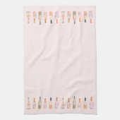 ピンクロゼバラワインボトルウォーター色イラストレーション キッチンタオル (縦)