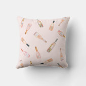 ピンクロゼバラワインボトルウォーター色イラストレーション クッション (裏面)