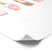 ピンクロゼバラワインボトルウォーター色イラストレーション ポスター (角)