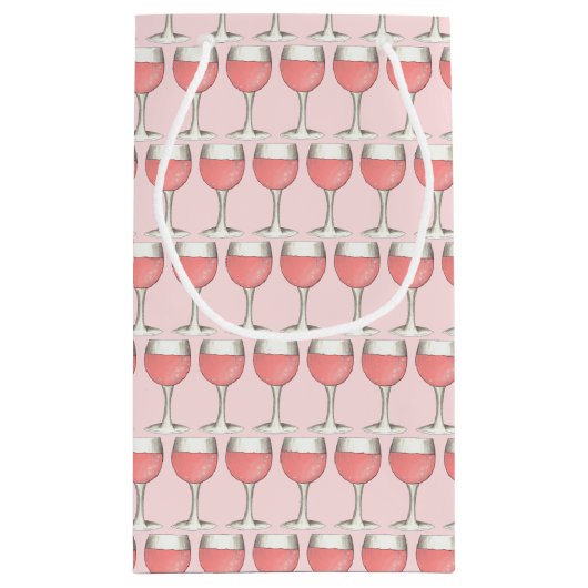 ピンクロゼ赤面ワイングラスワイナリーブライダルシャワー スモールペーパーバッグ (裏面)