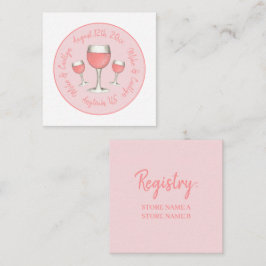 ピンクロゼ赤面ワイングラス結婚ズブライダルシャワー エンクロージャーカード