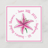 ピンクロゼ赤面ワイングラス結婚ズブライダルシャワー エンクロージャーカード (正面)