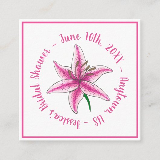 ピンクロゼ赤面ワイングラス結婚ズブライダルシャワー エンクロージャーカード (正面)