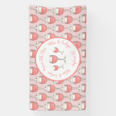 ピンクロゼ赤面ワイングラス結婚ズブライダルシャワー 横断幕 (縦)