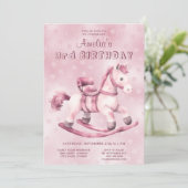 ピンクロッキングホース誕生日 招待状 (スタンド正面)