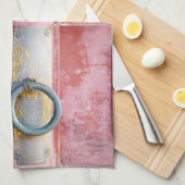 ピンクロックキッチンハンドタオル キッチンタオル (四つ折り)