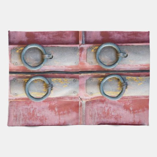 ピンクロックキッチンハンドタオル キッチンタオル (横)