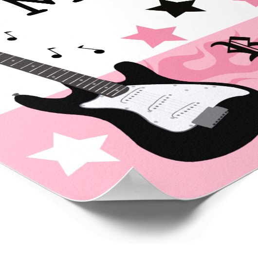 ピンクロックスターカスタムギター赤ちゃんシャワーバナー ポスター (角)