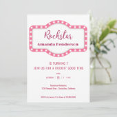 ピンクロックスター誕生日招待状 招待状 (スタンド正面)