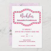 ピンクロックスター誕生日招待状 招待状 (正面/裏面)