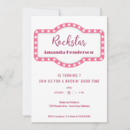 ピンクロックスター誕生日招待状 招待状
