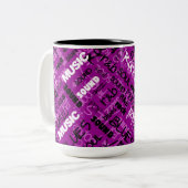 ピンクロックポップ・アートのR&Bミュージック文字マグ ツートーンマグカップ (正面左)