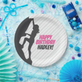 ピンクロック登山誕生日 |ロック登山カスタム ペーパープレート (パーティー)