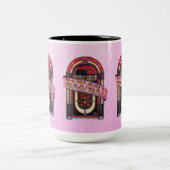 ピンクロッ転がク&ジュークボックスレトロマグ ツートーンマグカップ (中央)