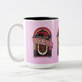 ピンクロッ転がク&ジュークボックスレトロマグ ツートーンマグカップ (左)