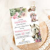 ピンクロデオウェスタン女性のカーボーイベビーシャワー招待状 招待状