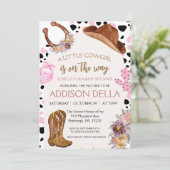 ピンクロデオウェスタン女性のカーボーイベビーシャワー招待状 招待状 (スタンド正面)