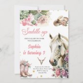 ピンクロデオウエスタンカウボーイバースデーパーティー 招待状 (正面)