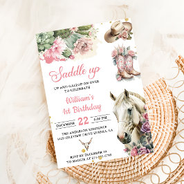 ピンクロデオウエスタンカウボーイバースデーパーティー 招待状