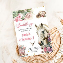 ピンクロデオウエスタンカウボーイバースデーパーティー 招待状