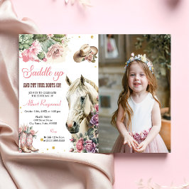 ピンクロデオウエスタンカウボーイバースデーパーティー 招待状