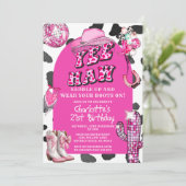 ピンクロデオレトロ女性のカーボーイ誕生日ダンスパーティー 招待状 (スタンド正面)