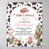ピンクロデオ女性のカーボーイ誕生日タイムカプセルサイン ポスター (正面)