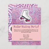 ピンクロパーソナライズされたーラスケートで滑るパーティの招待状 招待状 (正面/裏面)