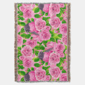 ピンクロビンとバラ スローブランケット (正面縦)