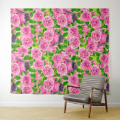 ピンクロビンとバラ タペストリー (インサイチュ(横))