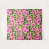 ピンクロビンとバラ タペストリー (正面(横))