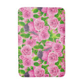 ピンクロビンとバラ バスマット (正面縦)