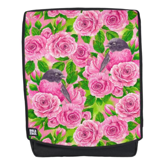 ピンクロビンとバラ バックパック (正面)
