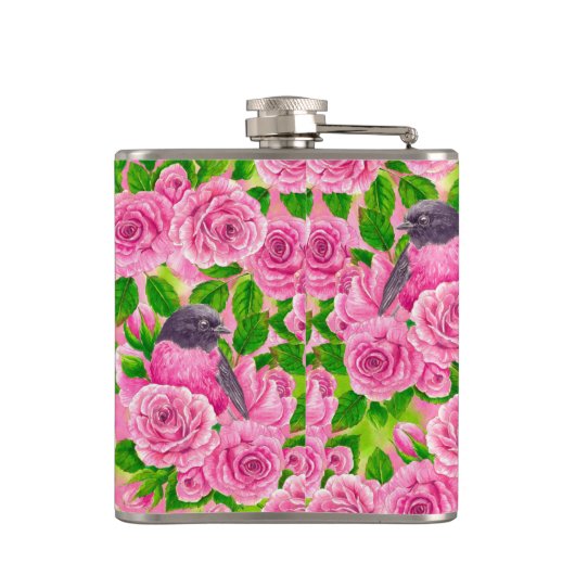 ピンクロビンとバラ フラスク (裏面)