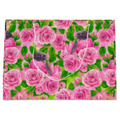 ピンクロビンとバラ ラージペーパーバッグ (正面)