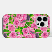 ピンクロビンとバラ iPhoneケース (裏面横)