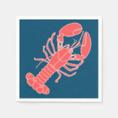 ピンクロブスターダークブルーシーフードナプキンス スタンダードカクテルナプキン (正面)