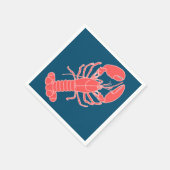 ピンクロブスターダークブルーシーフードナプキンス スタンダードカクテルナプキン (角)