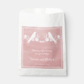 ピンクロベバードフローラ結婚式の引き出物バッグ フェイバーバッグ (正面)