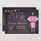 ピンクロボットのベビシャワー招待状 招待状 (正面/裏面)