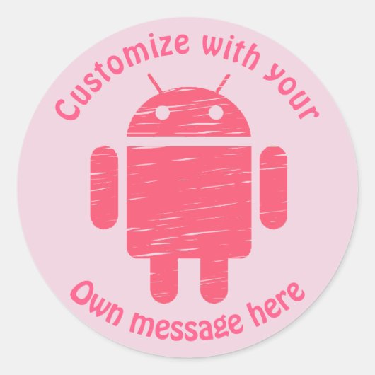 ピンクロボットカスタム子供の誕生日 ラウンドシール (正面)