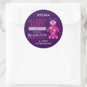 ピンクロボット食品アレルギー警告シール ラウンドシール (バッグ)