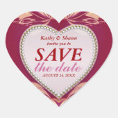 ピンクロマンスセーブ・ザ・デイト結婚式用シール ハートシール (正面)
