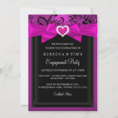 ピンクロマンチックハート婚約パーティ招待状 招待状 (正面)