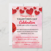 ピンクロマンチックバレンタインズデイラブパーティーインビタティ 招待状 (正面)