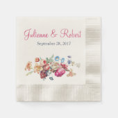 ピンクロマンチックヴィンテージ結婚フローラのカクテル 縁ありカクテルナプキン (正面)