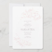 ピンクロマンチック描フローラ誕生日招待状 招待状 (正面)