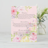 ピンクロマンティックウォーター色バラ結婚式招待状 招待状 (スタンド正面)