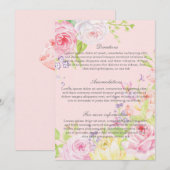 ピンクロマンティックウォーター色バラ結婚式招待状 招待状 (正面/裏面)