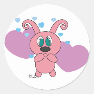 ピンクロリーハートバレーチンデイステッカー ラウンドシール